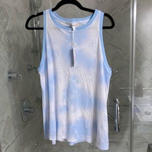 Soulcycle Sundry Blue Tie Dye Ringer Tank L NWT